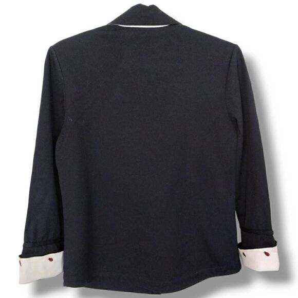 St John Womens Jacket Sz P Black Red Ladybug Buttons & Lining‎ Cuffs Business - Picture 2 of 13